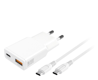 Ładowarka do smartfonów 4smarts PDPlug Slim Duos 20W GaN USB-C+USB-A + kabel USB-C 1.5m